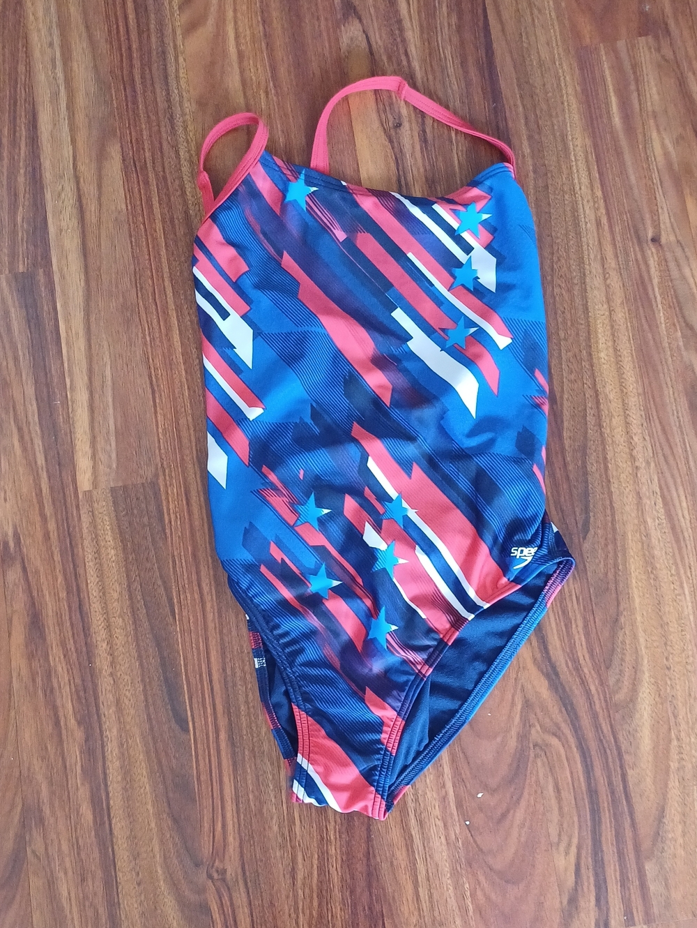 Speedo Blue & Red Star-Stripe Girls' One-Piece Swimsuit
